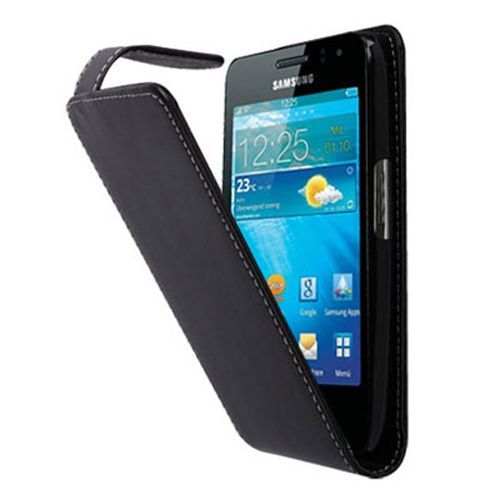 Etui Portefeuille Simili Noir Samsung S7250 "Wave M"