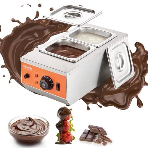 Fondoir à Chocolat - VEVOR - Tempéreuse à Chocolat en Inox 800 W 2 Cuves de 1,5 L