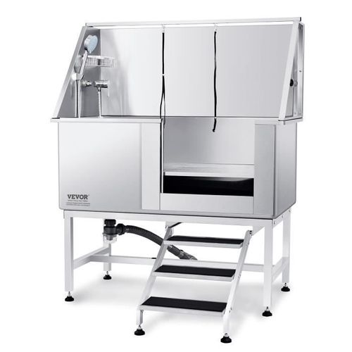 Baignoire De Toilettage Chien - Vevor - Baignoire Pour Chien Animaux De Compagnie 127cm Inox Escalier Droite