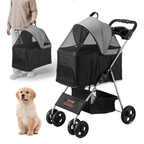 Poussette Chien - Vevor - Poussette Pour Animaux De Compagnie De Chien Charge 16 Kg 4 Roues 1 Frein