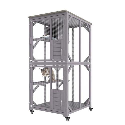 Cage Chat - Vevor - Cage Pour Chat 3 Niveaux Sur Roulettes Verrouillables Avec Boîte De Repos