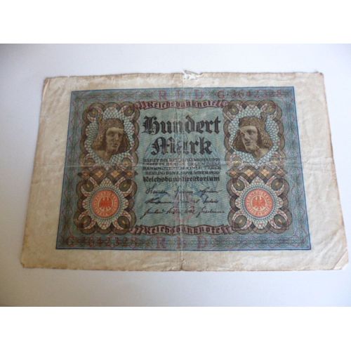 Allemagne 100 Mark 1920 , Usagé