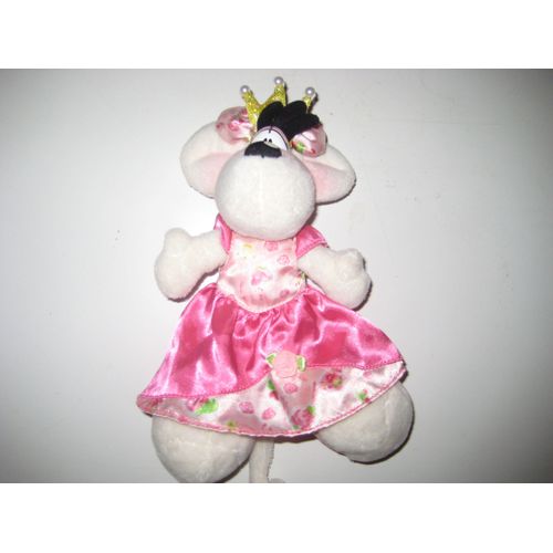 Peluche Doudou Diddlina Rose Robe Fleurs Et Sa Couronne Depesche 23 Cm