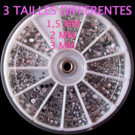 Carrousel Strass Cristal Gris Argent Diamant Ongle 3 Tailles 1,5 , 2 Et 3 Mm 