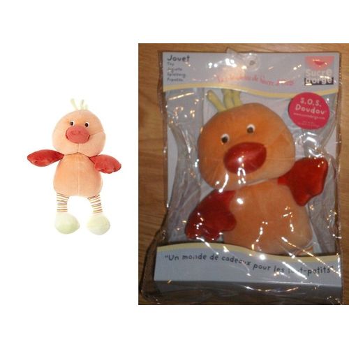 Doudou Peluche Canard Oiseau Poussin Bird Orange Sucre D'orge