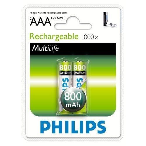 Philips Multilife R03B2A80 - Batterie 2 x AAA - NiMH - (rechargeables) - 800 mAh