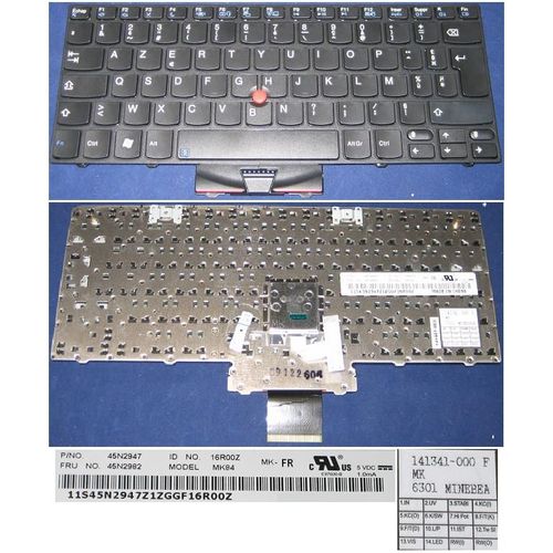 Clavier Azerty Français / French Pour IBM LENOVO ThinkPad X100E X100 Series, Noir / Black, Model: MK84, MK6301, P/N: 45N2947, 45N2982, 141341-000
