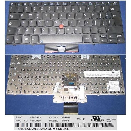 Clavier Qwerty Italien / Italian Pour IBM LENOVO ThinkPad X100E X100 Series, Noir / Black, Model: MK84, P/N: 45N2953, 45N2988, 11S45N2953Z