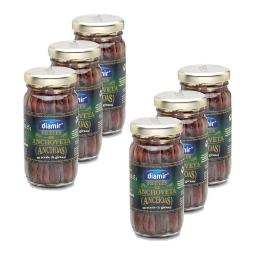 Lot 6x Filet Anchois À L'huile De Tournesol - Bocal 90g