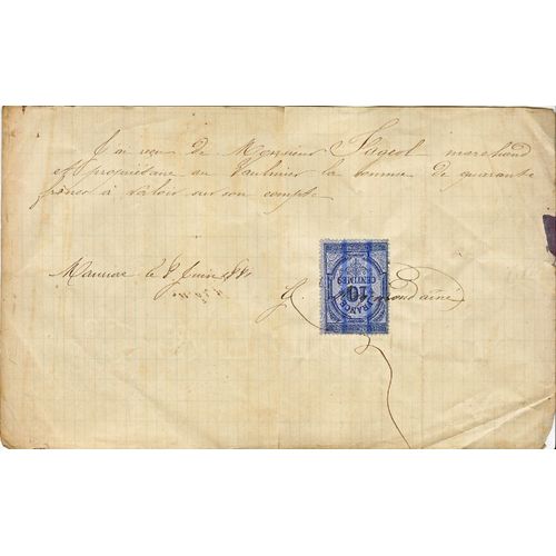 Reçu De Quittance Avec Timbre 10 Centimes