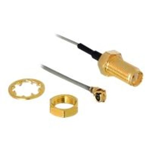 DeLOCK HF Antenna Connection for Installation - Câble d'antenne - I-PEX (M) pour SMA (F) - 20 cm - gris
