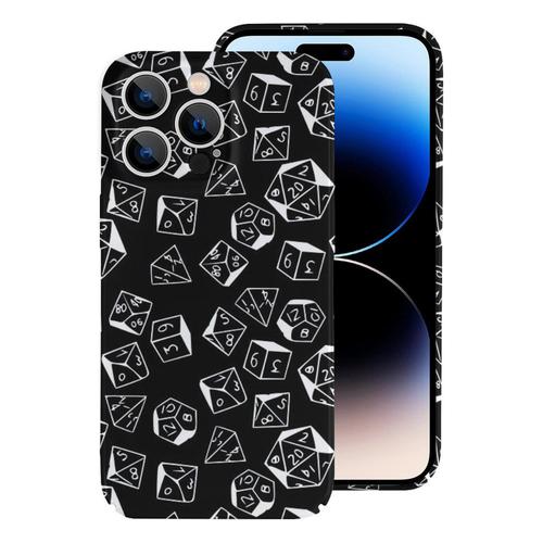 Coque Iphone Samsung D & D Dice Motif Noir Avec Blanc Pour Les Donjons Et Les Dragons Ou Le Pathfinder Compatibilité Pour Étui 18 17 16 15 14 13 12 Plus Pro Max Galaxy S25 S24 S23 S22 Ultra Note 20