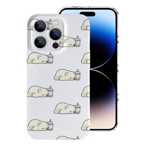 Coque Iphone Samsung Petit Ours Polaire Refroidissant Avec Son Thé Boba Compatibilité Pour Étui 18 17 16 15 14 13 12 Plus Pro Max Galaxy S25 S24 S23 S22 Ultra Note 20