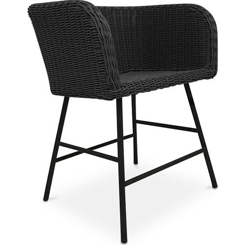 Chaise De Salle À Manger Gazala Design Boho Bali - Rotin Synthétique Noir