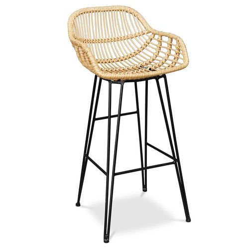 Tabouret De Bar En Osier Synthétique - Magony Marron Clair