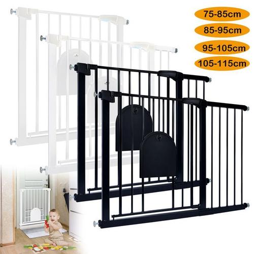 Aufun Barrière De Sécurité Porte Et Escalier, Pour Espace De 105 -115 Cm, Barrière De Sécurité Pour Chien Avec Chatière - Noir