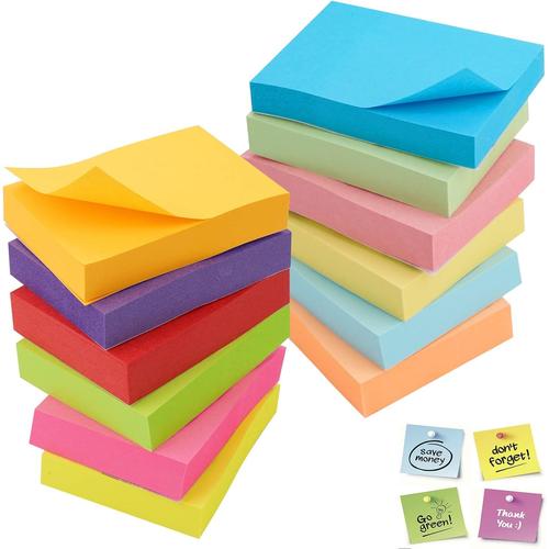 1200 Feuilles Postite Couleur Notes Autocollantes 50mm x 38mm Nota Bene Postit Postite Bureau Feuillets Autocollants Notes Post¿¿es Notes Super Adh¿¿sives Sticky Notes pour Maison, Bureau, ¿¿cole