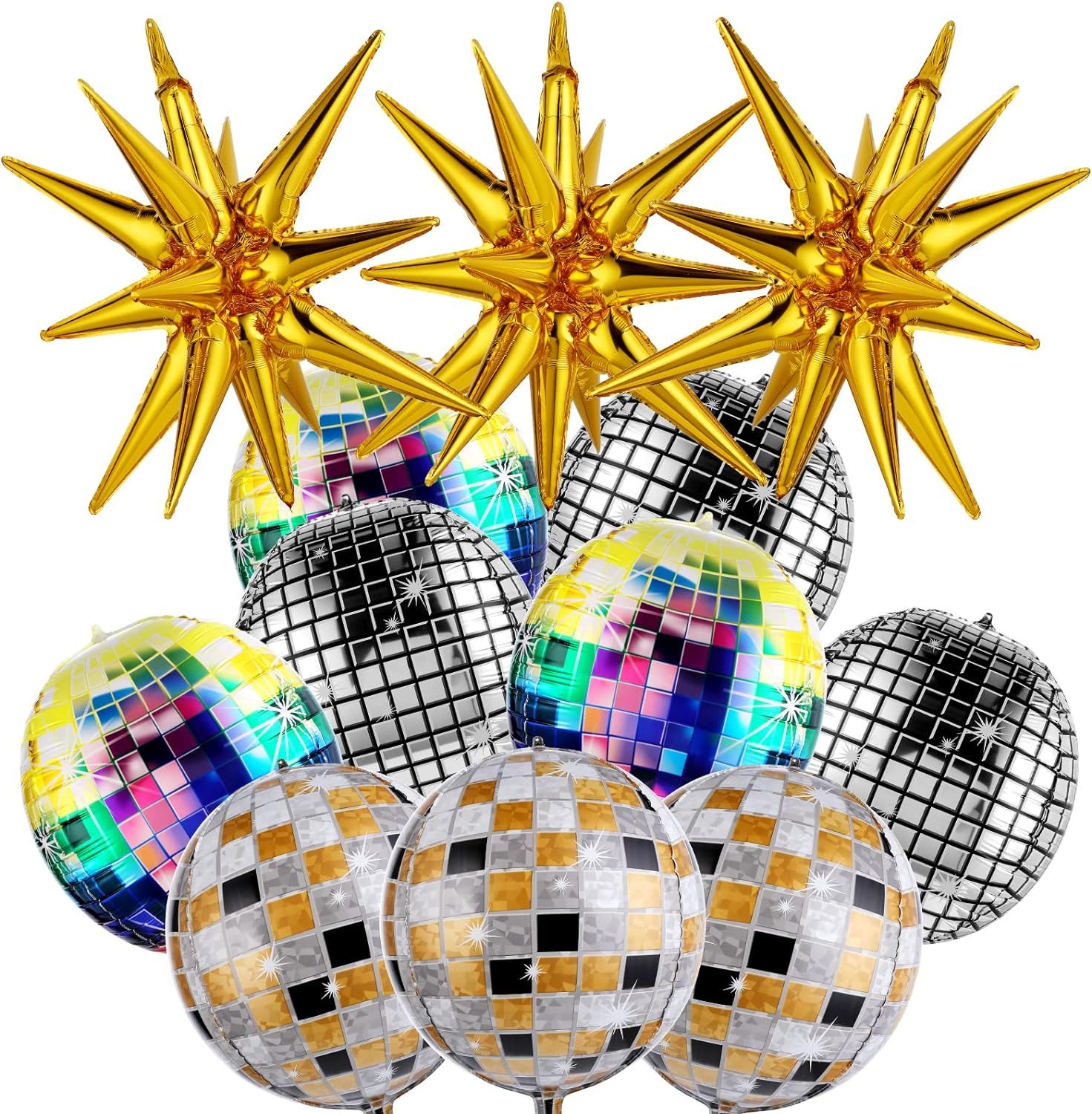 Lot De 12 Ballons Disco En Forme D'¿¿Toile En Aluminium - Ballons Disco En Mylar Pour F¿¿Te Sur Le Th¿¿Me Des Ann¿¿Es 70 Et 80 - D¿¿Coration De F¿¿Te Des P¿¿Res