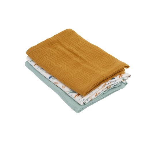 Lot De 3 Langes Coton Vert Caramel - Domiva