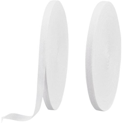 2 Rouleaux 90 M Sangles En Coton, 10mm Ruban En Coton Blanc Biais De Coton Large Serg¿¿ Rubans Pour Emballer Des Cadeaux Bricolage Artisanat Craft Couture, 45m/Rouleaux