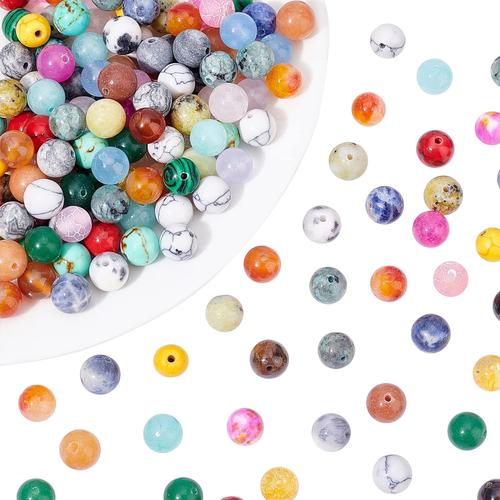 200 Pcs Perles De Pierre Gemme, Perles Rondes M¿¿Lang¿¿Es De 8mm Perles De Pierres Pr¿¿Cieuses En Vrac Pour Bracelet Collier Boucles D'oreilles Fabrication De Bijoux