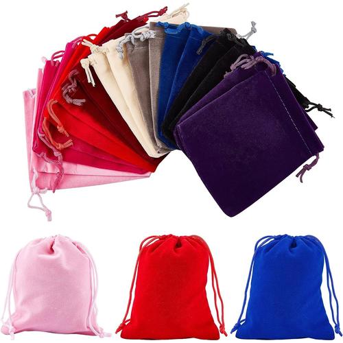 18 Pcs Sachets Pochettes en Velours, Pochettes ¿¿ Bijoux ¿¿ Cordon Sacs-Cadeaux Rectangulaires pour Mariage, Sacs de Bonbons, Cotillons, 12x10 cm