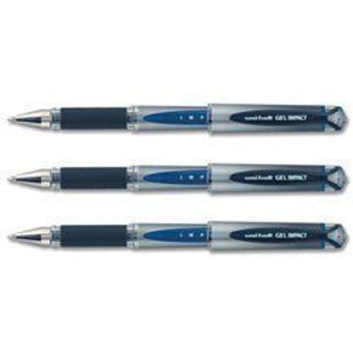 Uniball - Signo Broad - Stylo À Bille - Pointe Large - Encre Gel Bleue - Corps Avec Grip Capuchon Lot De 12