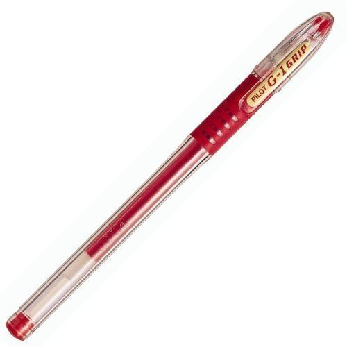 Pilot - G1 Grip - Stylo À Bille - Pointe Fine - Encre Gel Rouge - Corps Plastique Avec Grip Caoutchouc Et Capuchon - Lot De 12