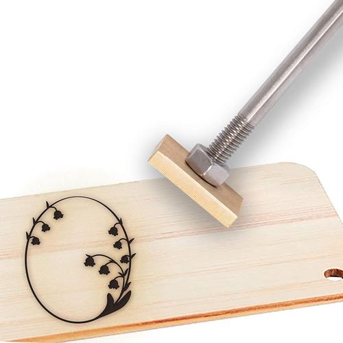 Wood Branding Iron 1.6 Leather Branding Iron Stamp Logo Personnalis¿¿ BBQ Heat Stamp avec T¿¿te en Laiton et Manche en Bois pour Le Travail du Bois et la Conception Artisanale - Cadre Ovale