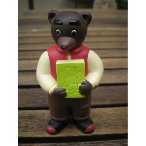 Figurine Petit Ours Brun Papa Avec Livre