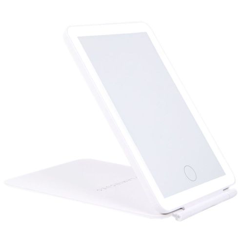 Flamingueo Miroir Coiffeuse - Miroir Maquillage Led 3 Modes, Intensité Réglable, Led Miroir Rechargeable, Miroir De Poche Femme, Miroir De Table Blanc