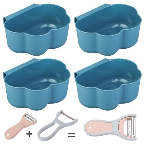 Lot De 4 Coupelle Collecte D¿¿Chets Cuisine, Collecteur De D¿¿Chets Cuisine Bac Poubelle Collecteur Pour Plan De Travail, Poubelle De Cuisine Suspendue