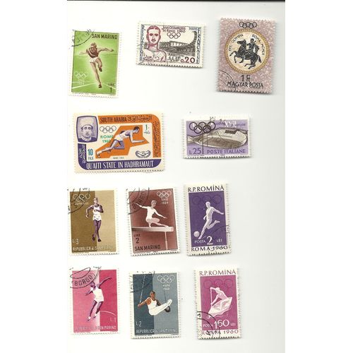 11 Timbres Jeux Olympiques De Rome 1960