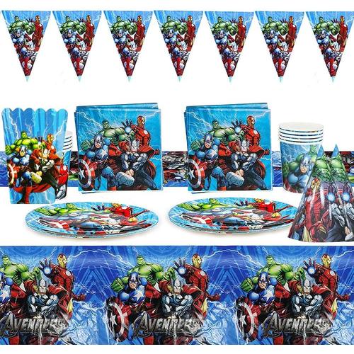 Kit de D¿¿corations d'anniversaire de Super-h¿¿ro, 136pcs Party Supplies D¿¿coration de F¿¿te d'anniversaire de Super-H¿¿ros Marvel Decoration Anniversaire Serviettes Anniversaire D¿¿corations