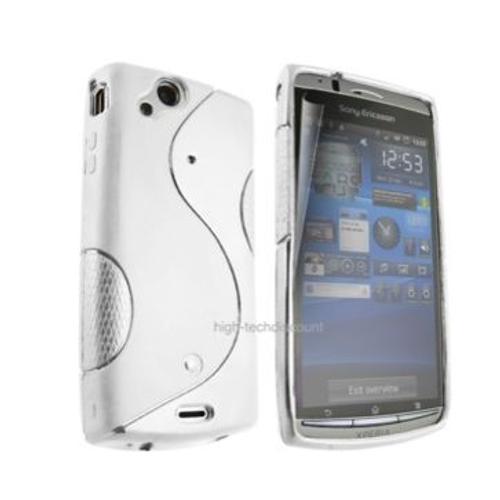 Housse Etui Coque Silicone Gel Blanc Pour Sony Ericsson Xperia Arc S + Film