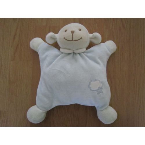 Doudou Mouton Brebis Agneau Bout'chou Boutchou Monoprix Semi Plat Bleu Ciel Nuage Étoile Grelot