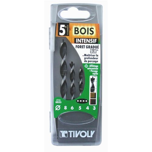Coffret de 5 mèches à bois