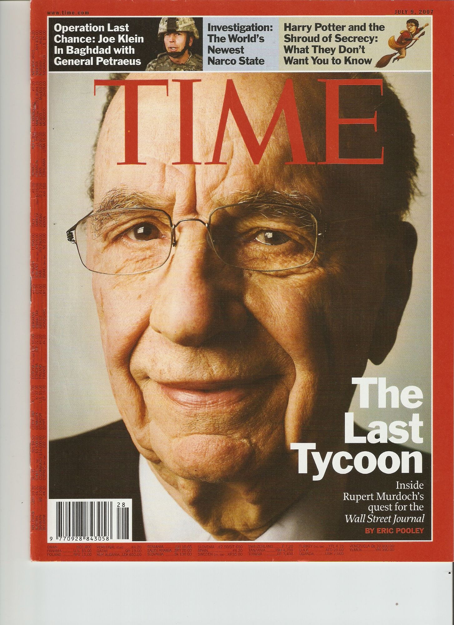 Time Magazine  N° 170.1 : Rupert Murdoch's Quest For The Wall Street Journal : The Last Tycoon / Joe Klein In Baghdad..