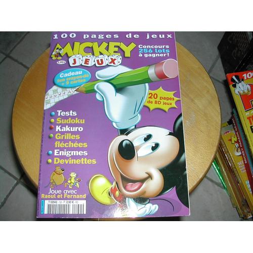 Mickey Jeux  N° 132 : Tests Sudoku Kakuro Grilles Flechees Enigmes Devinettes