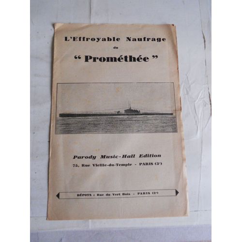 L'effroyable Naufrage Du " Prométhée " - Pauvres Matelots - Pauvres Victimes - Paroles