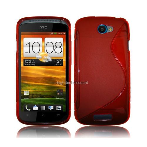 Housse Etui Coque Silicone Gel Rouge Pour Htc One S + Film Écran