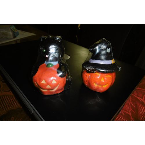 BOUGIE RONDE OURSON ET CITROUILLE LOT DE 2