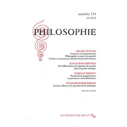 Philosophie N° 114, Été 2012