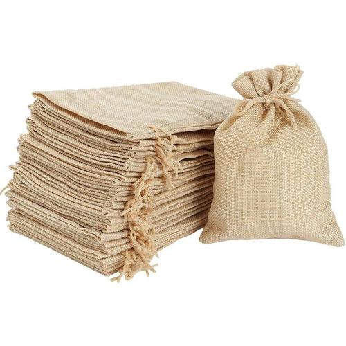 Pochette Tissu Cordon, 24 Pcs Sachet Tissu, 7 x 9 cm Petit Sac En Jute Petit Sac Toile Pochon Jute Lin, Sac Cadeau Sacs ¿¿ Bijoux Pour Les Vacances, l'Artisanat, Les Cadeaux, Les Friandises, Les Bijoux