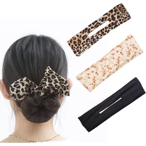 3 pi¿¿ces Fabricants de Chignon Habile Outil Fabricants de Chignon Cheveux Torsad¿¿ Chignon Donut Clip Magique Bandes ¿¿lastiques R¿¿utilisables Flexibles Bandeau Cheveux Accessoire