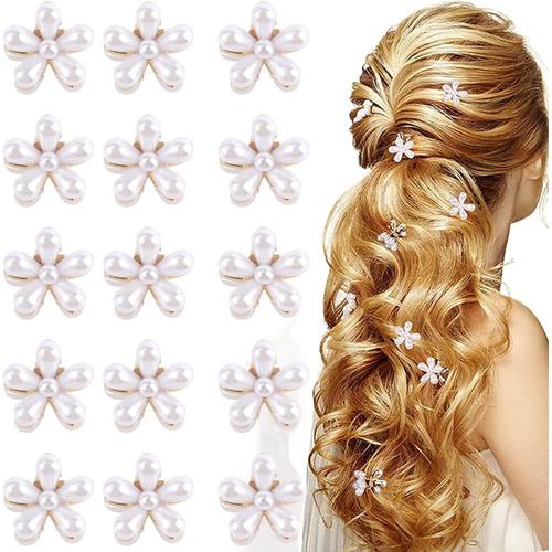 Mini Pince à Cheveux en Forme de Fleur Femme Fille Anniversaires Fêtes Mariage Barrette Cheveux Femme Accessoire Cheveux Mariage Fille Mini Barrette Perle Clips de Griffe 15