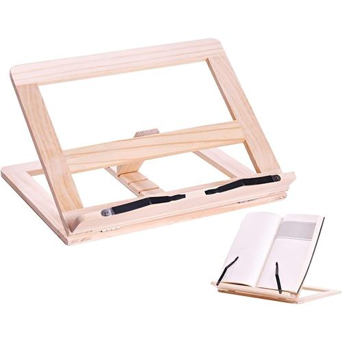 Support de lecture en Bois, Porte Livre de Recettes R¿¿glable, Support Livre de Cuisine, Pliable Portable Pupitre de Lecture Support Tablette pour Lecture Musique Cuisine iPads Tablettes