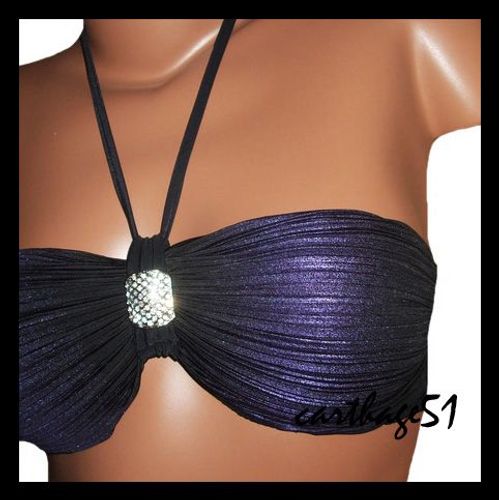 Maillot De Bain Deux Pièces Bandeau Noir Violet Marron Rayé Multicolore Tailles S M L Maillots De Bains