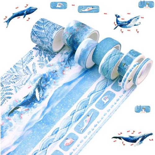 8 Rouleaux Bleu Washi Tape Ruban De Washi D¿¿Coratif Multi-Motif Ruban De Washi Faire Du Ruban De Scrapbooking Ruban D¿¿Coration Papier Ruban Masking Tapes Craft Supplies For Plan Gift Wrap Artisanat