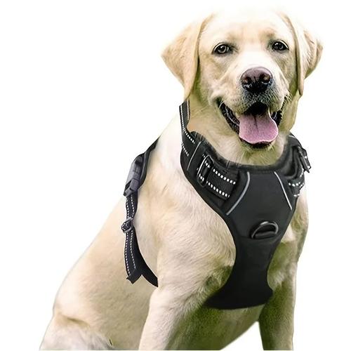 Harnais Chien - Gilet Pour Chien- Noir Taille M -- Anti Traction Et Réglable Réfléchissant - Matériau Respirant